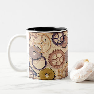 Caneca De Café Em Dois Tons Rodas, Artes, Chaves, Tintas De Óleo De Mapas Anti