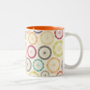 Caneca De Café Em Dois Tons rodas de bicicleta