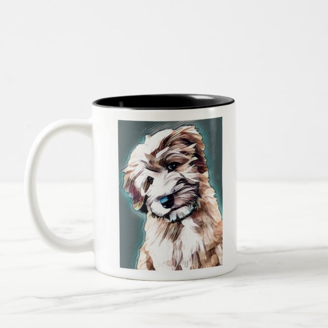 Caneca De Café Em Dois Tons Rodas Terrier Dog Pop Art (Esquerda)