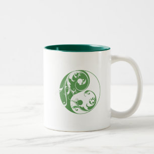 Caneca De Café Em Dois Tons Rolando Yin & Yang (verde)