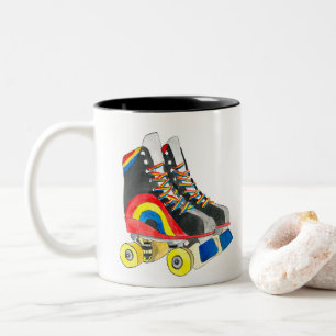 Caneca De Café Em Dois Tons Rollerskates retro 80