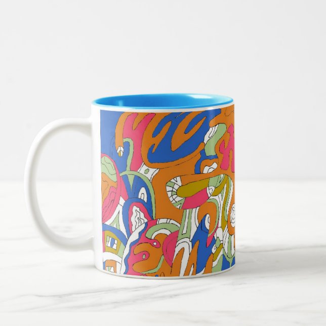 Caneca De Café Em Dois Tons "Rolling Sky" Abstrato Art (Esquerda)
