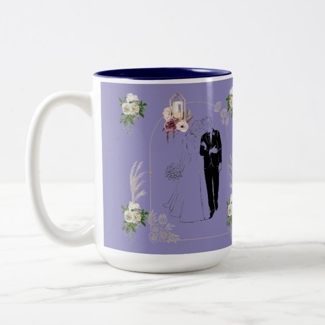 Caneca De Café Em Dois Tons Romance em flor lilás (Esquerda)