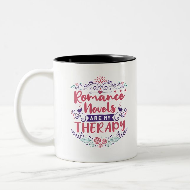Caneca De Café Em Dois Tons Romance Novels São Minha Terapia (Esquerda)