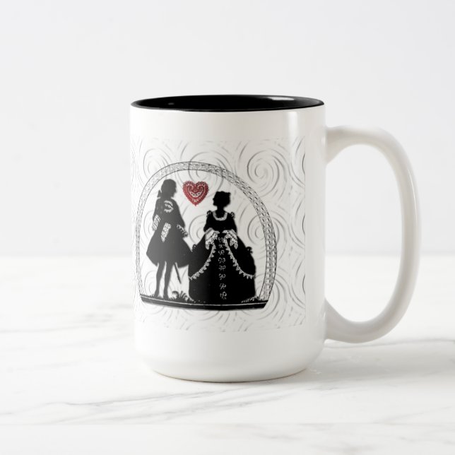 Caneca De Café Em Dois Tons Romance Silhouettes Coffee Mug (Direita)