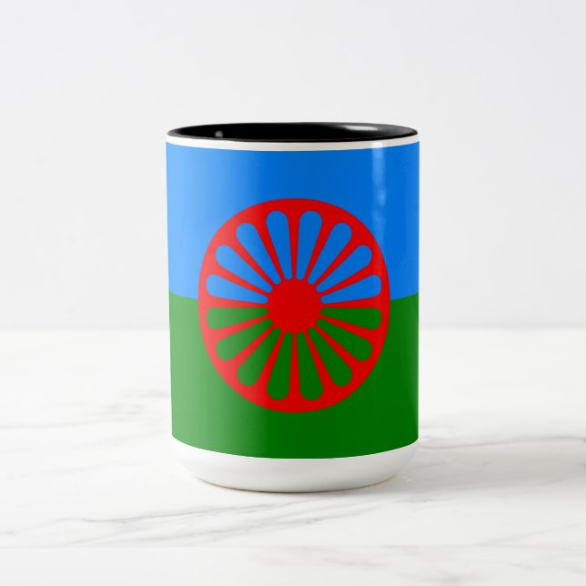 Caneca De Café Em Dois Tons Romani Flag (Centro)