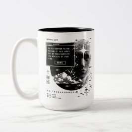 Caneca De Café Em Dois Tons Romanos 12:2 Não se conforme Christian Retrowave