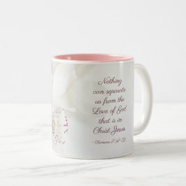 Caneca De Café Em Dois Tons Romanos 8:39 Amor às Orquídeas Brancas da Bíblia d