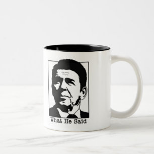 Caneca De Café Em Dois Tons Ronald Regan - o que disse o café… - Personaliz