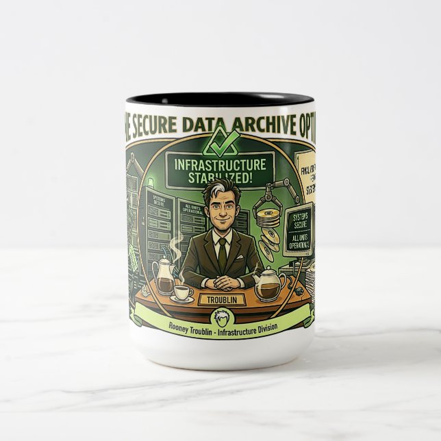 Caneca De Café Em Dois Tons Rooney Troublin IT | Infrastructure Stabilized (Centro)