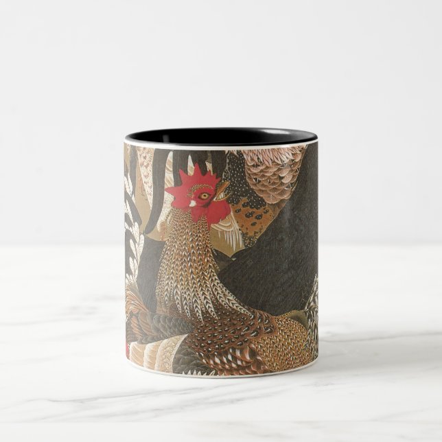 Caneca De Café Em Dois Tons Rooster De Arte Japonês Ano 2017 Mug 2 (Centro)