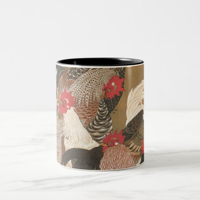 Caneca De Café Em Dois Tons Rooster De Arte Japonês Ano 2017 Mug 3 (Centro)