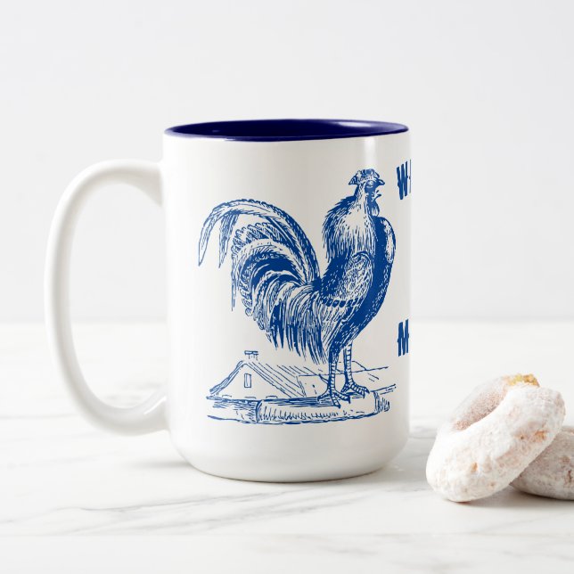 Caneca De Café Em Dois Tons Rooster Era Vitoriano e Farmhouse (Com Donut)