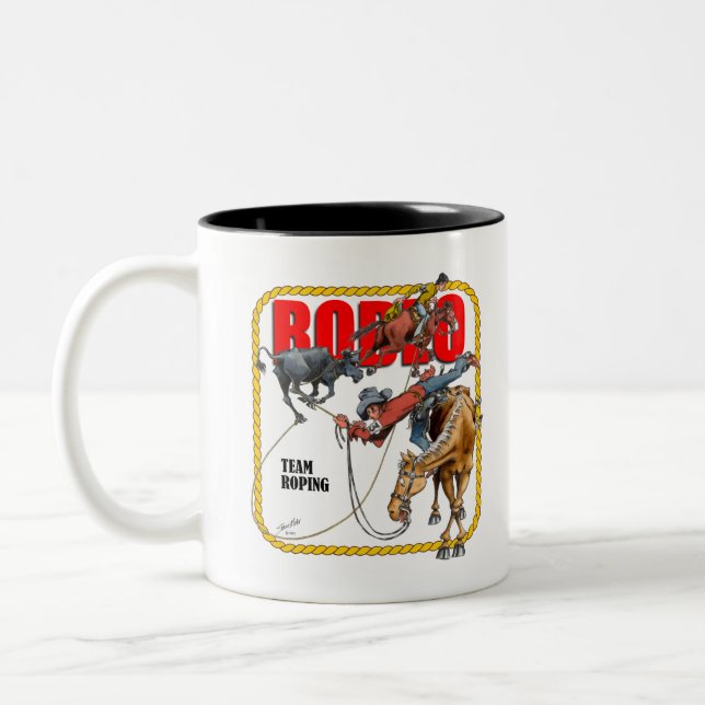 Caneca De Café Em Dois Tons Roping da equipe (Esquerda)