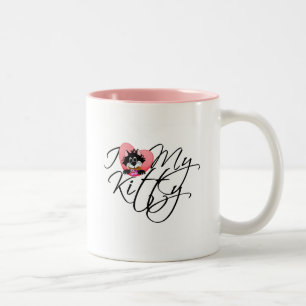 Caneca De Café Em Dois Tons Rosa, adoro meus Camisetas e presentes Gatinhos