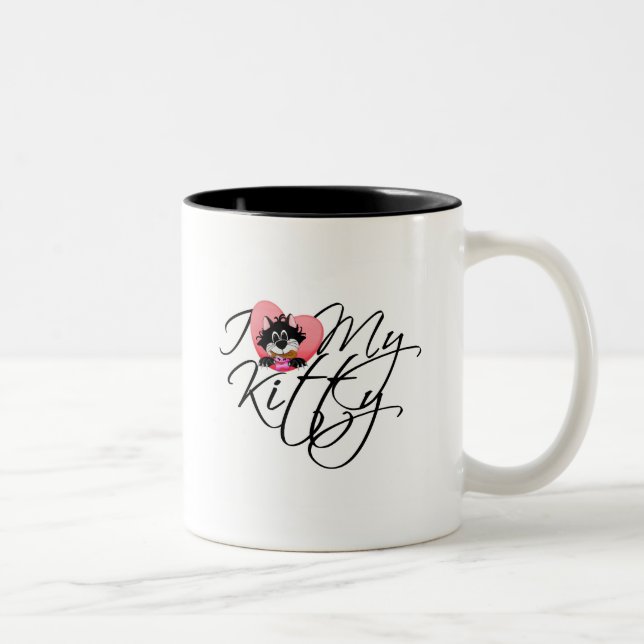 Caneca De Café Em Dois Tons Rosa, adoro meus Camisetas e presentes Gatinhos (Direita)