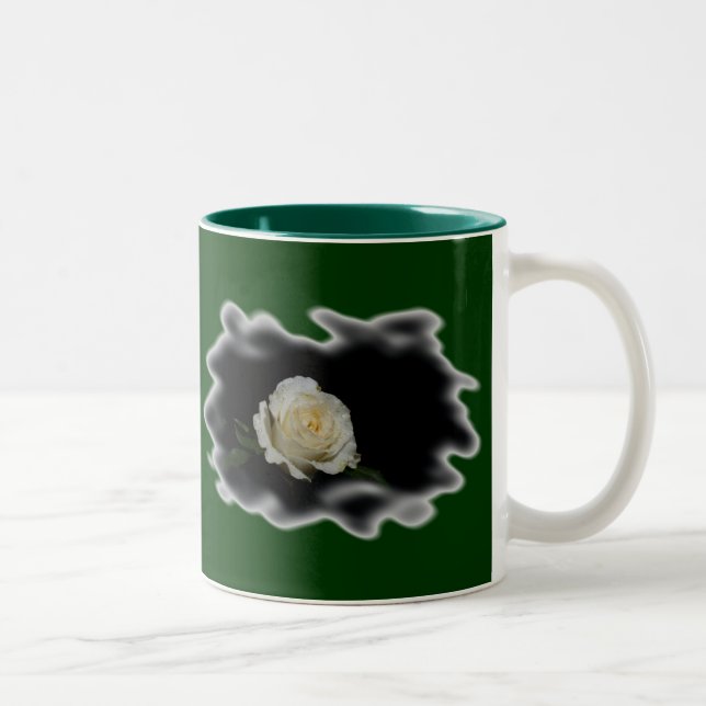 Caneca De Café Em Dois Tons Rosa Branca Queimada Bordas em Verde (Direita)