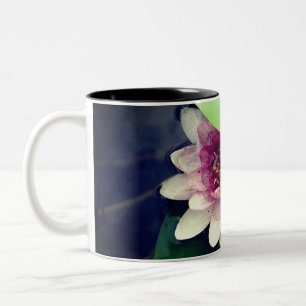 Caneca De Café Em Dois Tons Rosa, Branco, Água Lilly, Lotus Flower Photo Mug