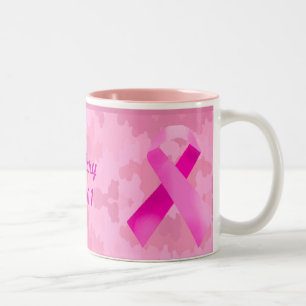 Caneca De Café Em Dois Tons Rosa claro Camuflagem Cor-de-rosa Fita Data Fita M