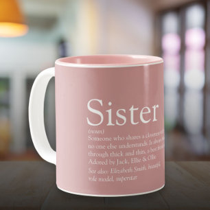 Caneca De Café Em Dois Tons Rosa cor-de-rosa-menina de definição de irmã