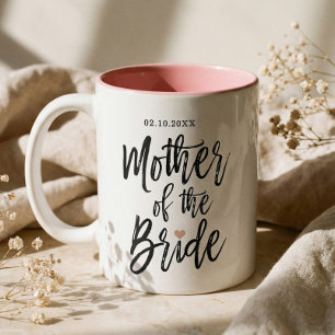 Caneca De Café Em Dois Tons Rosa Coração Moderno em Letra de Pincel Mãe da Noi