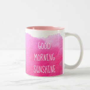 Caneca De Café Em Dois Tons Rosa das citações do café da luz do sol do bom