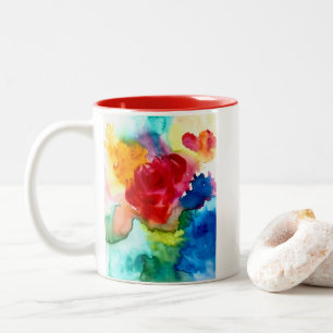 Caneca De Café Em Dois Tons Rosa de abstrato de belas cores aquáticas