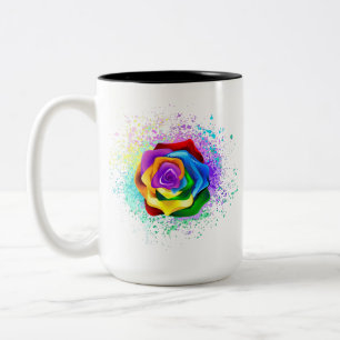 Caneca De Café Em Dois Tons Rosa de arco-íris colorido