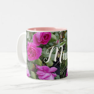 Caneca De Café Em Dois Tons Rosa de Flor bonito Rosa Vintage de Flor, Mãe de