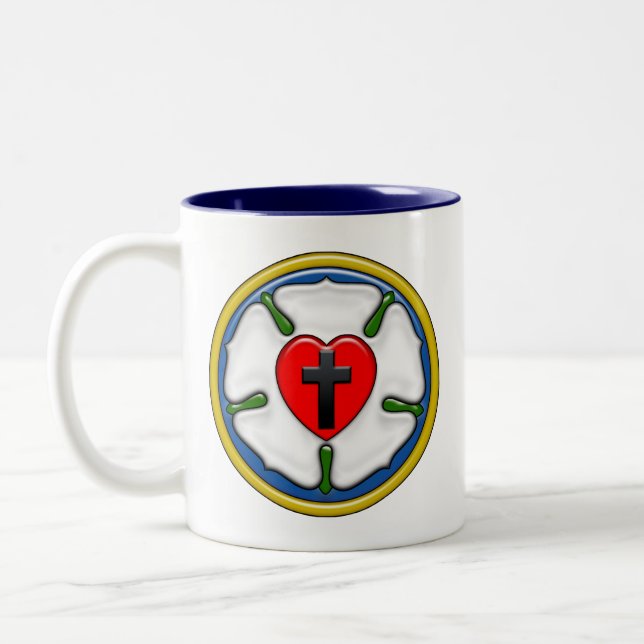 Caneca De Café Em Dois Tons Rosa de Lutero com Relevo (Esquerda)