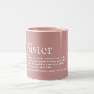 Caneca De Café Em Dois Tons Rosa de Poeira de Definição Irmã Rosa