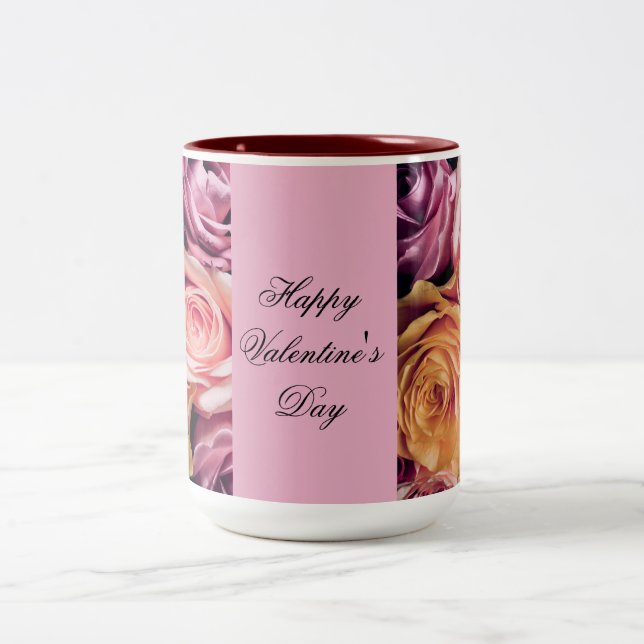 Caneca De Café Em Dois Tons Rosa Dia de os namorados Mug (Centro)