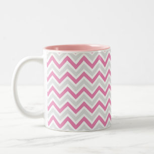 Caneca De Café Em Dois Tons Rosa do teste padrão de Chevron & moderno cinzent