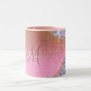 Caneca De Café Em Dois Tons Rosa Dourado Girly Personalizado