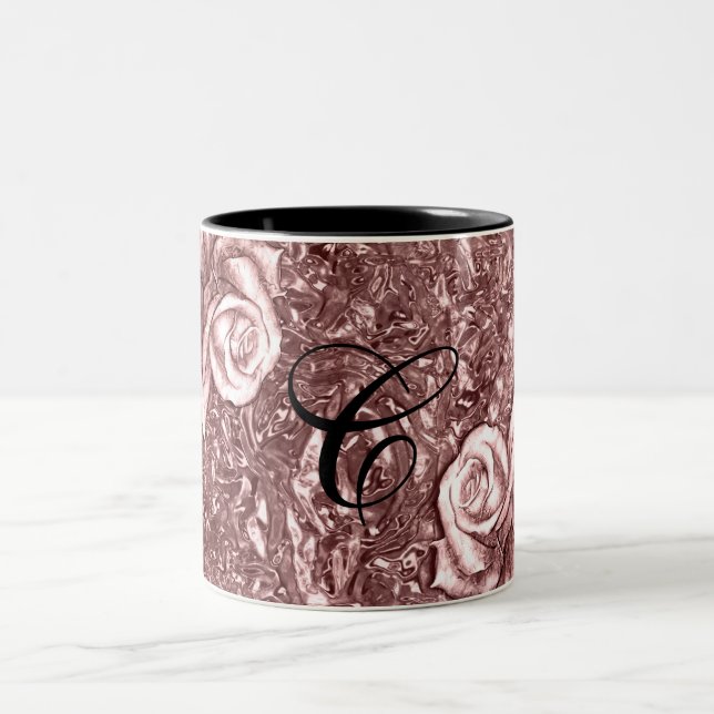Caneca De Café Em Dois Tons Rosa Dourado Líquido Cromo Metálico Chic Glam (Centro)