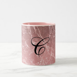 Caneca De Café Em Dois Tons Rosa Dourado Rosa Moderno Chique de Mármore Glam
