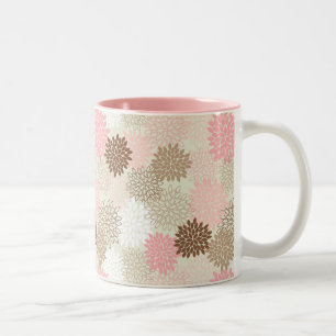 Caneca De Café Em Dois Tons Rosa e teste padrão da mãe de Brown