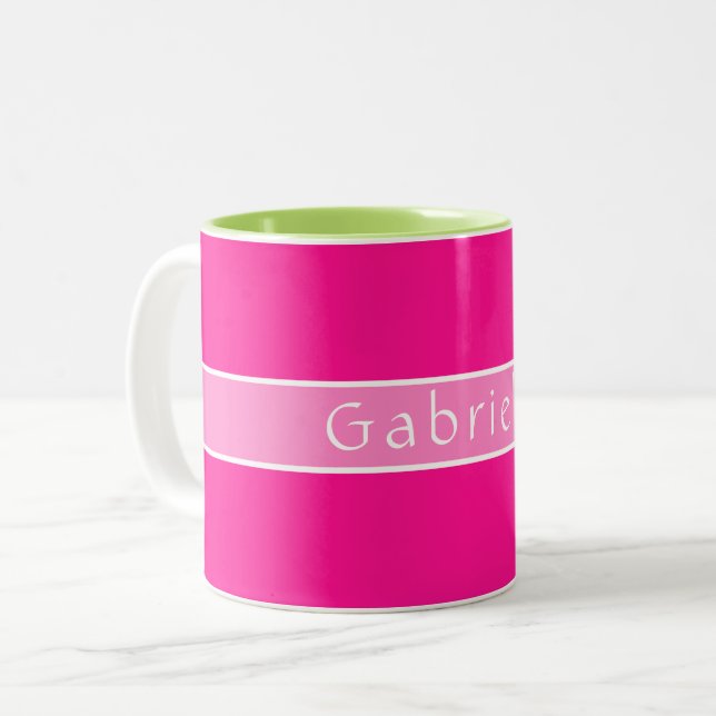 Caneca De Café Em Dois Tons Rosa Hot Personalizado Simples (Frente Esquerda)
