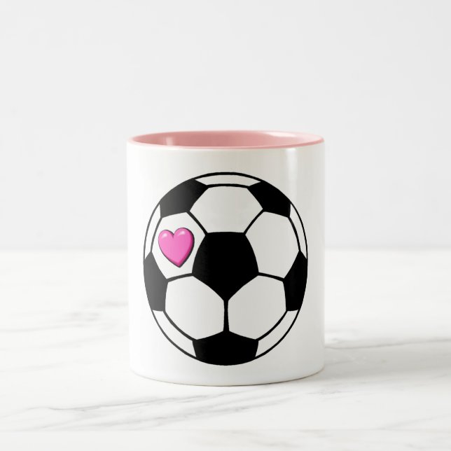 Caneca De Café Em Dois Tons Rosa Hrt da bola de futebol (Centro)