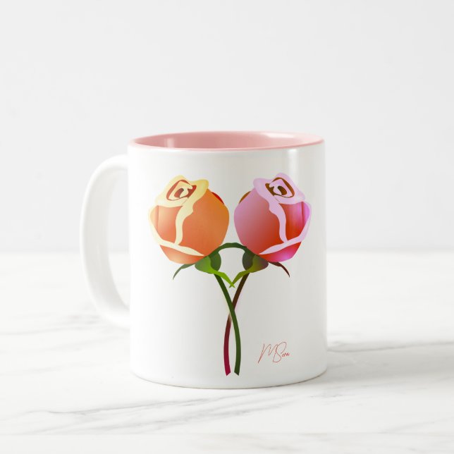 Caneca De Café Em Dois Tons Rosa Mug (Frente Esquerda)