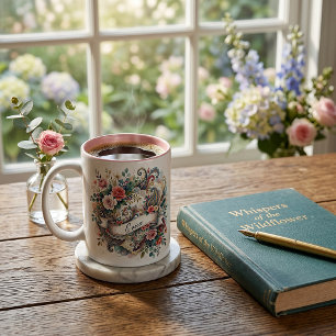 Caneca De Café Em Dois Tons Rosa paisley floral personalizada