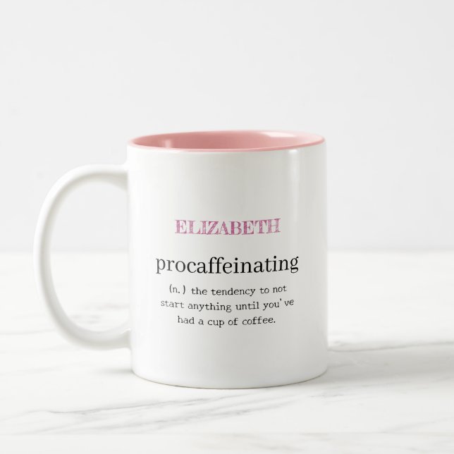 Caneca De Café Em Dois Tons Rosa personalizado de procafeinação (Esquerda)