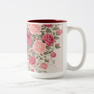 Caneca De Café Em Dois Tons Rosa Pessoalizada Floral Cabelo Mulher Elegante