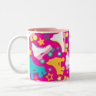 Caneca De Café Em Dois Tons Rosa quente dos skates retros