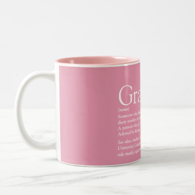 Caneca De Café Em Dois Tons Rosa Rosa-Rosa Moderna Definição de formando (Esquerda)