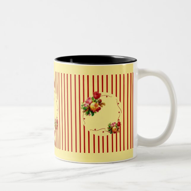 Caneca De Café Em Dois Tons Rosa Stripe Mug (Direita)