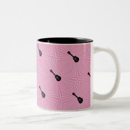Caneca De Café Em Dois Tons Rosa Trippy Ukulele Mug