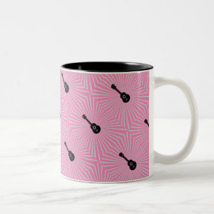 Caneca De Café Em Dois Tons Rosa Trippy Ukulele Mug