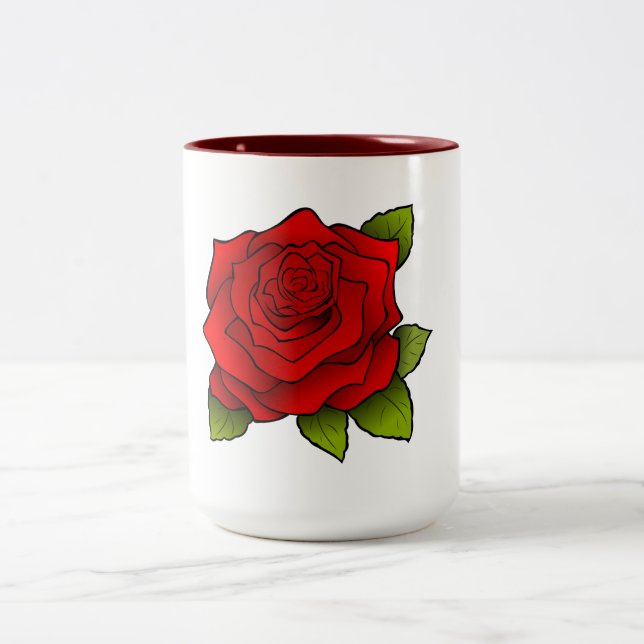 Caneca De Café Em Dois Tons Rosa vermelha (Centro)
