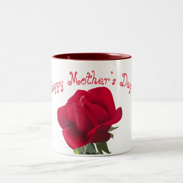 Caneca De Café Em Dois Tons Rosa vermelha - dia das mães (Centro)